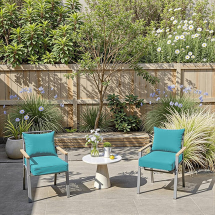 PatioGlow Outdoor Chair Cushions 19 x 19 x 3 Inch, Waterproof & Fade Resistant Patio Seat Cushion for Furniture with Handle and Ties, Thick Seating Pads for Outside Sofa Couch Set of 2, Teal
