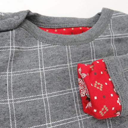 HonestBaby Grenouillère réversible unisexe en coton biologique, motif Fair Isle rouge, 0-3 mois
