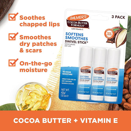 Palmer's Cocoa Butter Formula Swivel Stick, 0.5 Ounce (Pack of 3)