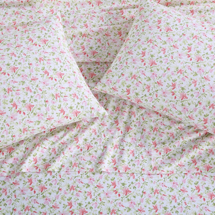 Laura Ashley - Standard Pillowcase Set, Breathable Percale Cotton Bedding, Crisp & Cool Home Decor (Norella Pink, 2 Piece)