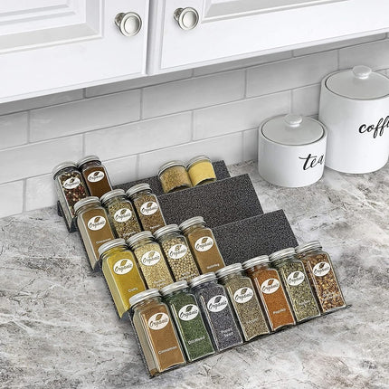 LYNK Professional® Spice Drawer Organizer - Heavy Gauge Steel 4 Tier Spice Rack - Drawer Insert Tray for Spice Jars, Herbs and Seasoning - Kitchen Cabinet Drawer Storage - Silver Metallic, Large