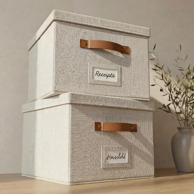 ZICOTO Decorative File Organizer Box Set of 2 - Co