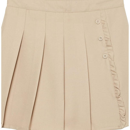 Nautica Girls' School Uniform Pleated Scooter, Khaki Ruffle, 12