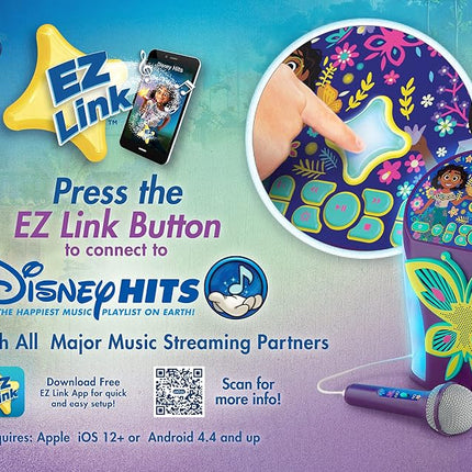 eKids Disney Encanto Karaoke Machine, Bluetooth Speaker with Microphone for Kids, Speaker with USB Port to Play Music, Easily Access Disney Playlists with New EZ Link Feature