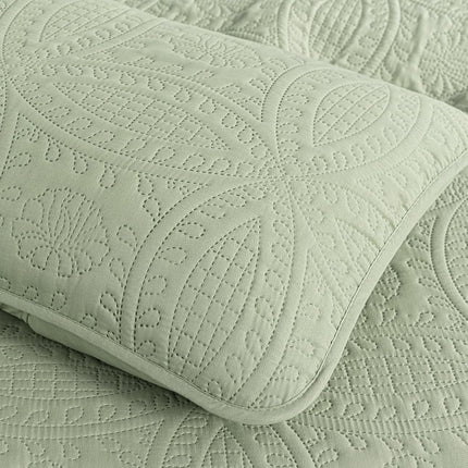 Chezmoi Collection Austin 3-Piece Oversized Bedspread Coverlet Set (King, Sage)