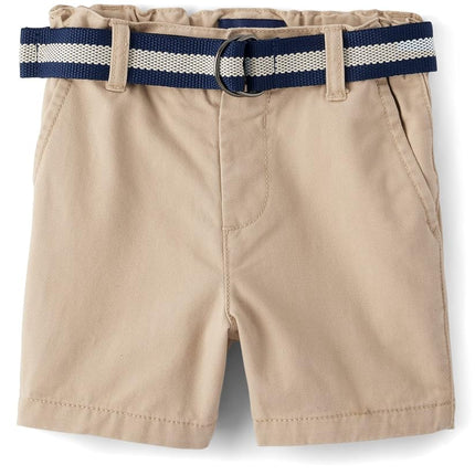 The Children's Place Short chino avec ceinture pour bébé et tout-petit garçon, Toast, 12-18 mois