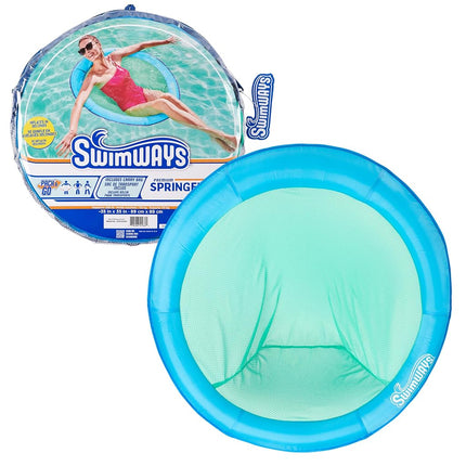 SwimWays Spring Float Premium Papasan Pool Lounger for Swimming Pool, Inflatable Pool Floats Adult with Fast Inflation for Ages 15 & Up, Sky Blue