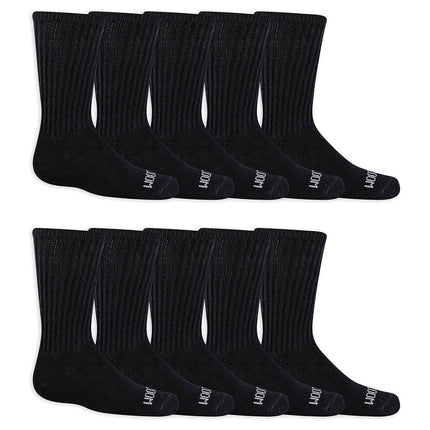 Calcetines de tripulación de doble defensa Fruit of the Loom para niños (paquete de 10), negro, pequeño (4.5-8.5)