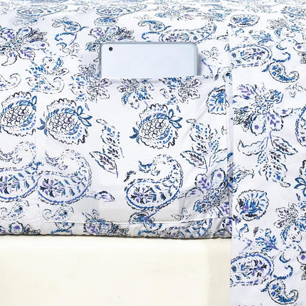 Elegant Comfort Softest and Coziest 6-Piece Sheet Set - 1500 Premium Hotel Quality Microfiber - Deep Pocket, Wrinkle Resistant 6-Piece Paisley Pattern Bed Sheet Set, Full, Paisley Indigo
