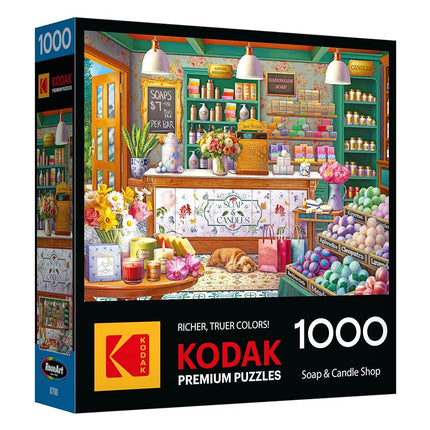 RoseArt - Kodak Premium 1000 Piece Jigsaw Puzzle for Adults – Soap & Candle Shop – Cozy Boutique with Flowers, Candles & Bath Bombs – Relaxing Home Décor Scene – 26.625 x 19.25 Inches