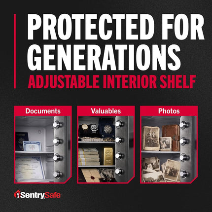 SentrySafe Fireproof and Waterproof Steel Home Safe with Dial Combination Lock, Secure Documents, Jewelry and Valuables with Bolt Down Kit, 34.8 Litres, 17.8 x 16.3 x 19.3 Inches, SFW123DSB