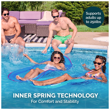 Fauteuil de piscine flottant SwimWays Spring Float Premium Hammock, gonflable, pour adultes (à partir de 15 ans), gonflage rapide, couleur bleu ciel