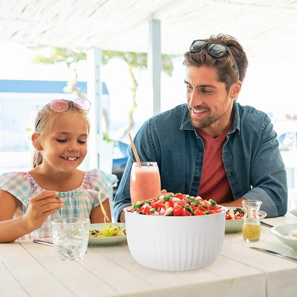 Oggi Prep, Store & Serve Plastic Bowl w/See-Thru Lid- Dishwasher, Microwave & Freezer Safe, (2.6 qt) Blue w/Dk Blue Lid