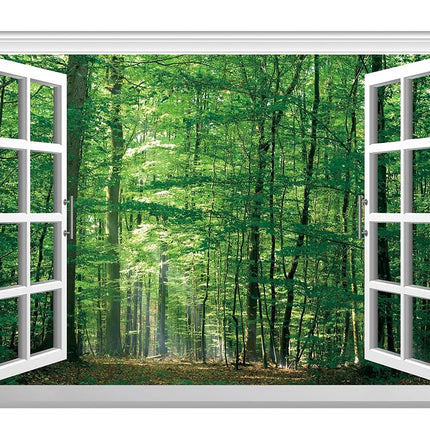 FLFK Fake Window Wall Mural - Jungle Faux Window W