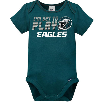 NFL Philadelphia Eagles Boys 20183 Pack Short Sleeve Variety Bodysuit, Green, 18 Months