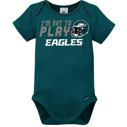 NFL Philadelphia Eagles Niños 20183 Paquete de Bodys de Manga Corta Surtidos, Verde, 18 Meses