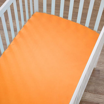 Sábana ajustable de punto de algodón 100 % natural Supreme de American Baby Company para cunas y colchones infantiles estándar, naranja, suave y transpirable, para niños y niñas, naranja quemado, 71x132x23 (paquete de 1)