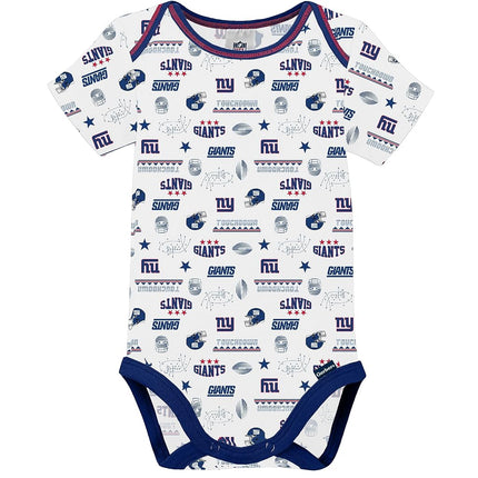 NFL New York Giants Boys 20183 Pack Short Sleeve Variety Bodysuit, Blue, 0-3 Months