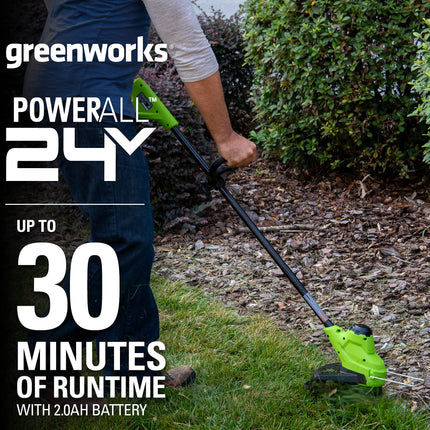 Coupe-bordures sans fil Greenworks 24 V 25 cm TORQDRIVE®, batterie 2,0 Ah et chargeur inclus