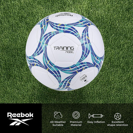 Balón de Fútbol Compuesto Reebok VR-3K Premier, Precisión, Avanzado Hecho con Poliéster, (Blanco, Talla 5)