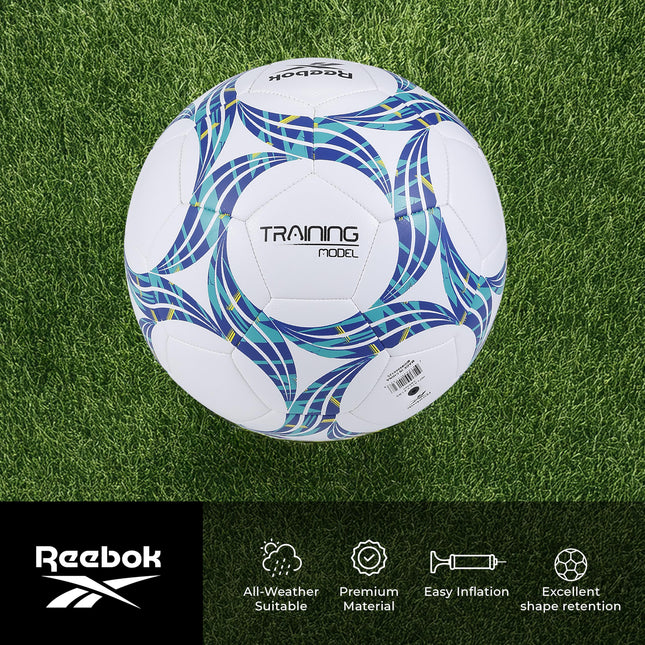 Balón de Fútbol Compuesto Reebok VR-3K Premier, Precisión, Avanzado Hecho con Poliéster, (Blanco, Talla 5)