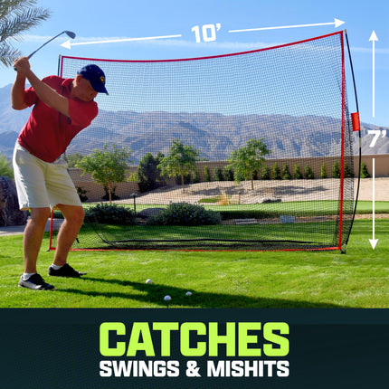 GoSports 10 ft x 7 ft Golf Practice Hitting Net - Personal Driving Range for Indoor or Outdoor Practice