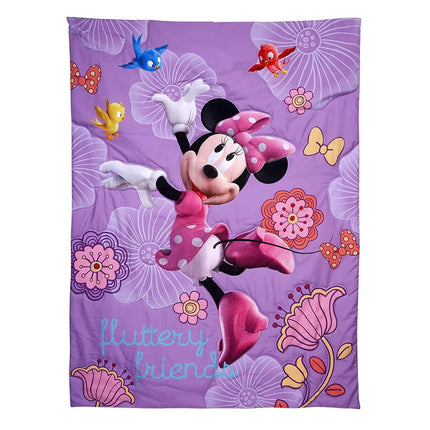 Disney 4 Piece Minnie's Fluttery Friends Toddler Bedding Set, Lavender