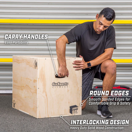 GoSports Fitness Launch Box Caja de salto de madera con altura ajustable 3 en 1 para ejercicios de todos los niveles - XL