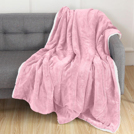 Elegant Comfort Reversible, Solid Sherpa Throw Bla