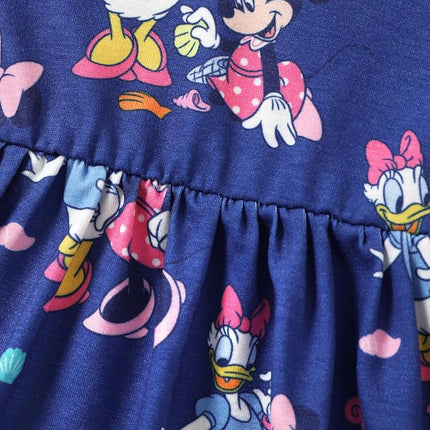 Disney Minnie Mouse Little Girls Leopard Panel Mesh Dress 3-10 Years, Deepblue, 4-5 Years