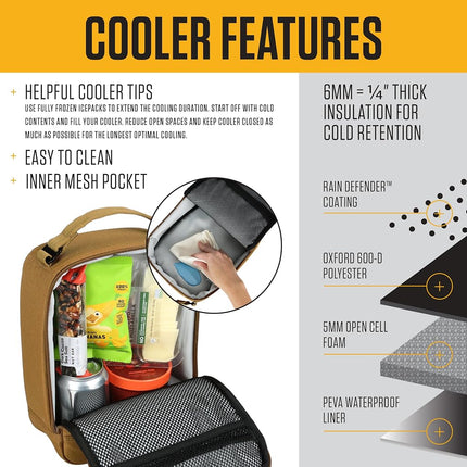 Carhartt Insulated Lunch Cooler for Men and Women, Fully Insulated Lunch Pale for Work, Outdoor, and Everyday Use, Port