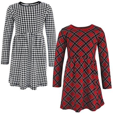 Hudson Baby Robes en coton pour bébés filles, carreaux noirs et rouges, 6-9 mois