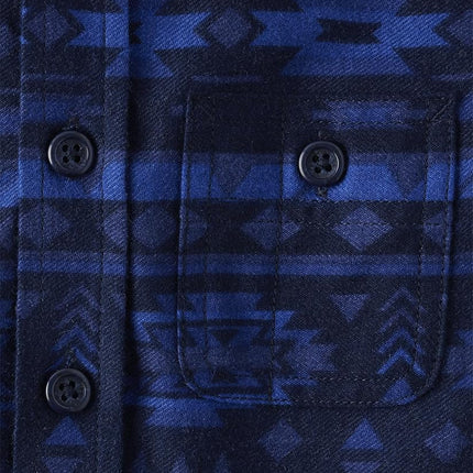 Chemise à capuchon à manches longues en flanelle pour bébés garçons et tout-petits The Children's Place, motif aztèque bleu, 9-12 mois