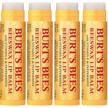 Burts Bees Beeswax Lip Balm Pack, 0.15 oz, 4-Piece