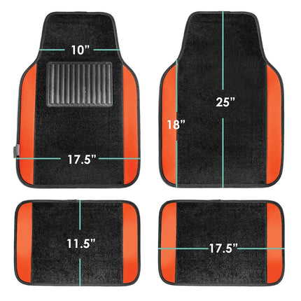 FH Group F14407ORANGE Universal Fit Premium Carpet Orange Automotive Floor Mats fits most Cars, SUVs, and Trucks with Driver Heel Pad, Full Set