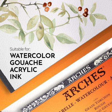 Arches Watercolor Paper Block, Rough, 3.9" x 9.8", 140 Pound