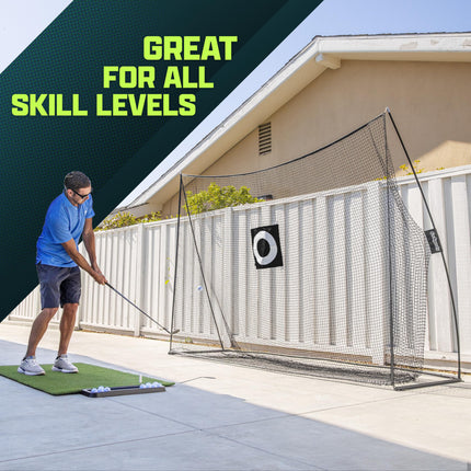 GoSports Red de golf de 3 m x 2,1 m para practicar golpes - Campo de prácticas personal para uso en interiores o exteriores - Negro