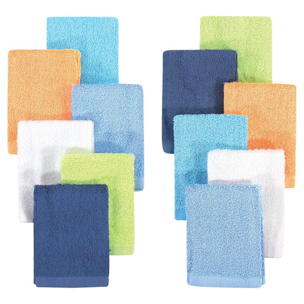 Hudson Baby Toallitas de Tejido de Bambú Rayón Unisex para Bebé, Paquete de 12, Azul Naranja Lima, Talla Única