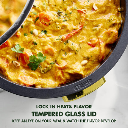 GreenPan Reserve Essential Smart Electric 6QT Skillet Pot, Presets to Sear Saute Stir-Fry and Cook Rice, Healthy Ceramic Nonstick and Dishwasher Safe Parts, Easy-to-use LED Display, Gold