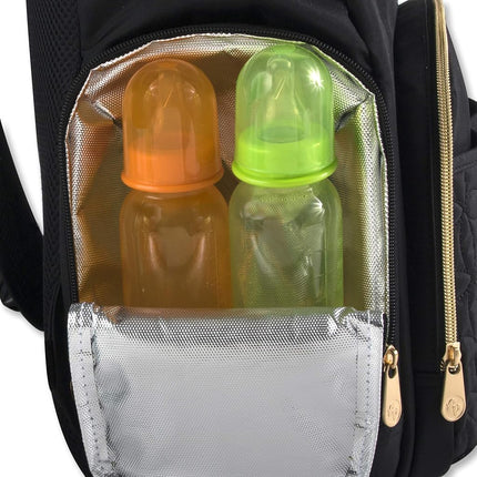 Mochila moderna de pañales acolchada y bolsa de bebé multiusos con cordón para viaje - Set de 3 piezas negro Talla: L