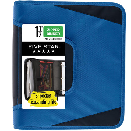 Five Star Zipper Binder, 1-1/2 Inch 3-Ring Binder 