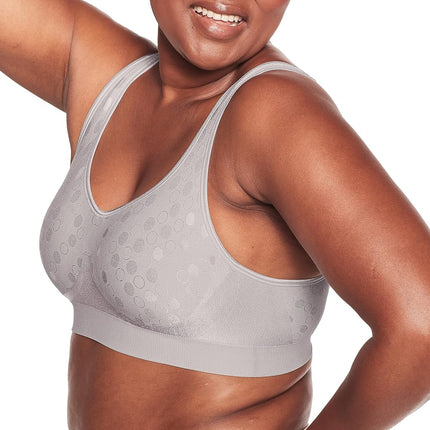 Bali Women's Comfort Revolution Full-Coverage Wireless, Foam Wirefree T-Shirt Bra, Df3488, Crystal Grey Pattern, XXL