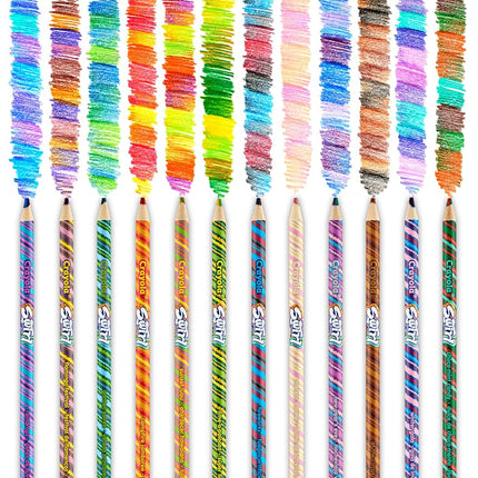 CRAYOLA Swirl Colouring Pencils - Assorted Colours (Pack of 12) | Magical Swirl Effect Will Draw 4 Colours Per Pencil |Ideal for Kids Ages 3+