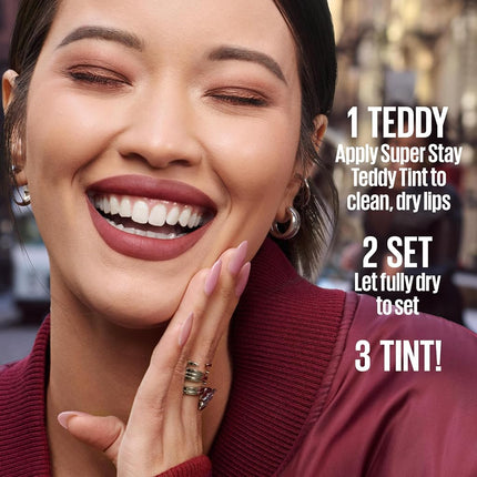 MAYBELLINE Super Stay Teddy Lip Tint, Long Lasting Matte Lipstick For Up To 12HR Wear, Petalcore, 1 Count