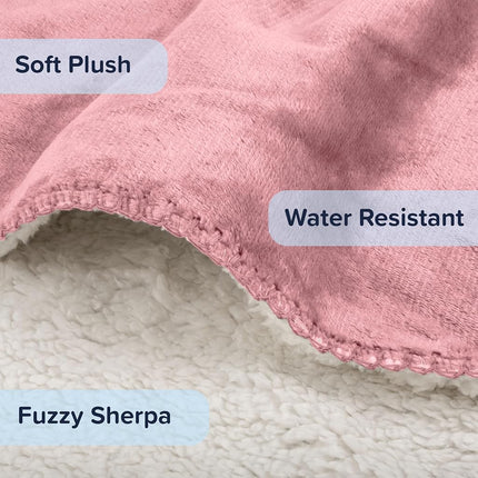 PETMAKER Waterproof Pet Blanket - 30x40-Inch Reversible Sherpa Fleece Throw Protects Couches, Cars, and Beds from Spills, Stains, and Fur (Pink)