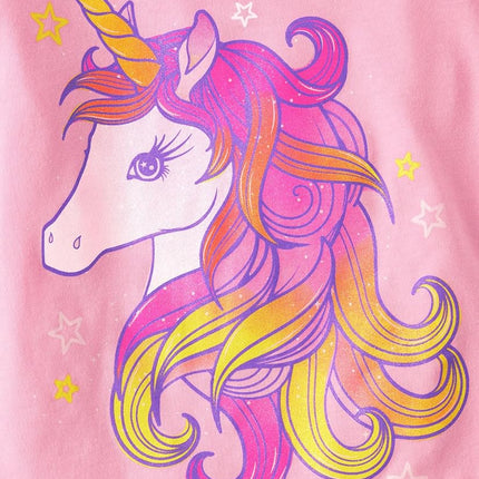 The Children's Place Girls Unicorn Long Sleeve Graphic T-Shirts,Multipacks, Fox/Unicorn 2-Pack, XX-Large