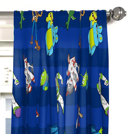 Rideaux Disney Toy Story Buzz & Woody 213 cm - Belle décoration de chambre et installation facile, parure de lit avec Fourchette, Ducky et Bunny - Rideaux comprenant 2 embrasses, ensemble de 4 pièces (produit officiel Disney)