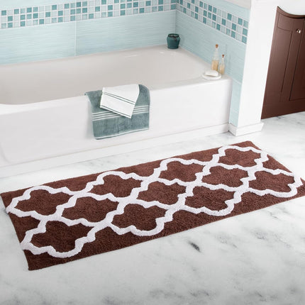 Bedford Home 67A-78553 100% Cotton Trellis Bathroom Mat-24"x60", Chocolate