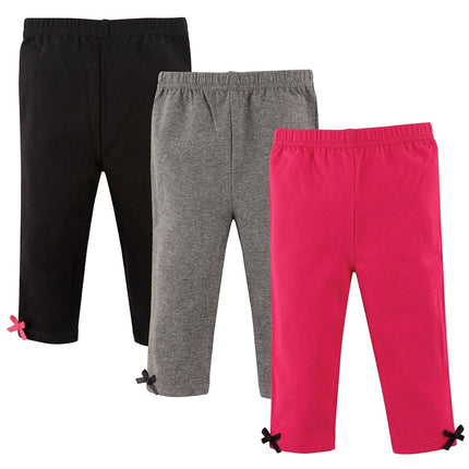 Hudson Baby Pantalones y Leggings de Algodón para Bebés Niñas, Rosa Negro, 2T