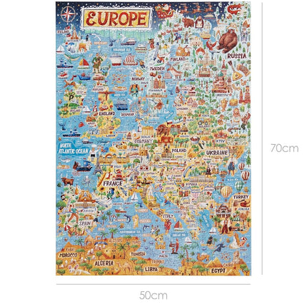 Jigsaw Puzzles for Adults 1000 Piece Map of Europe Puzzle - European Jigsaw 1000 Piece Jigsaw Puzzles for Adults and Kids - Geography Gifts by bopster